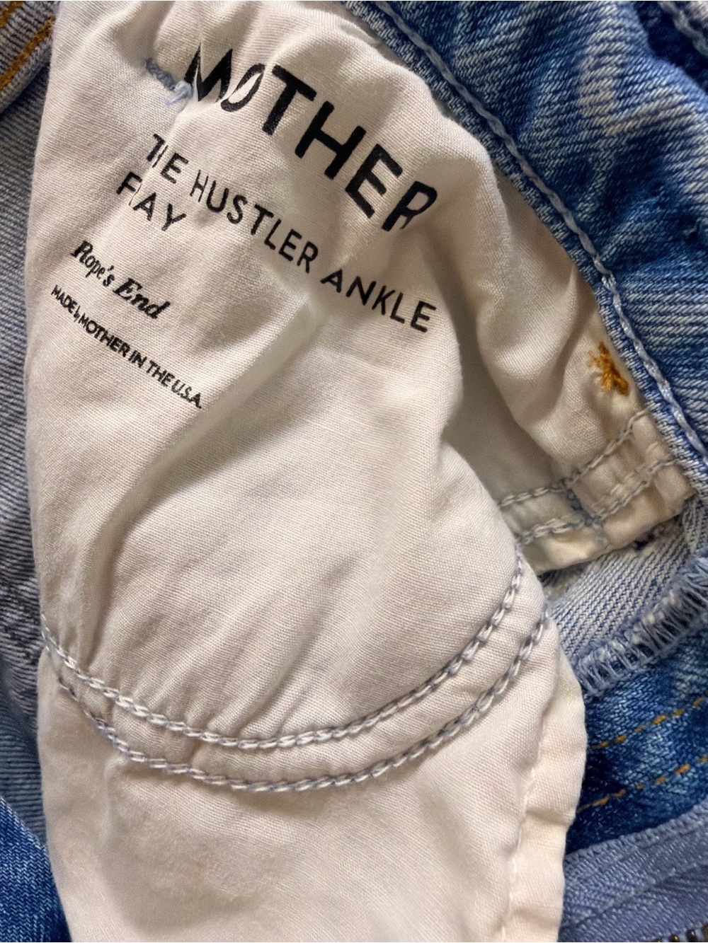 MOTHER Light Blue Distressed Wide-Leg Jeans - Picture 16 of 16